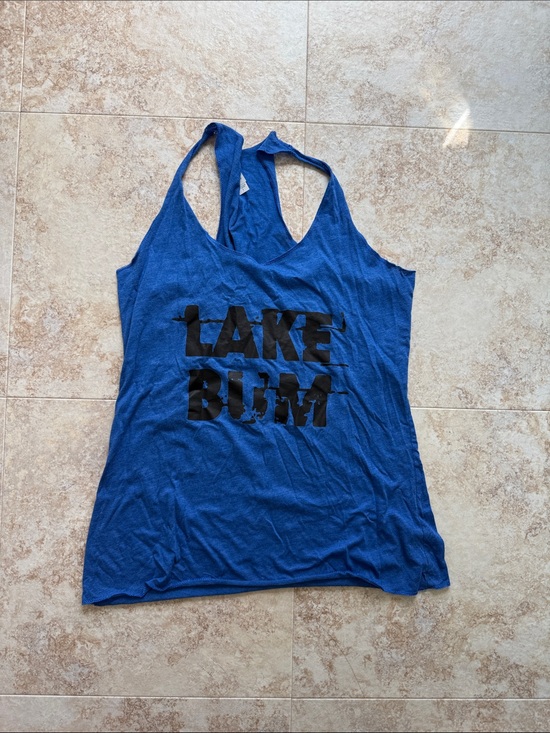Bella Canvas Tops - Blue 'Lake Bum' Racerback Tank Top